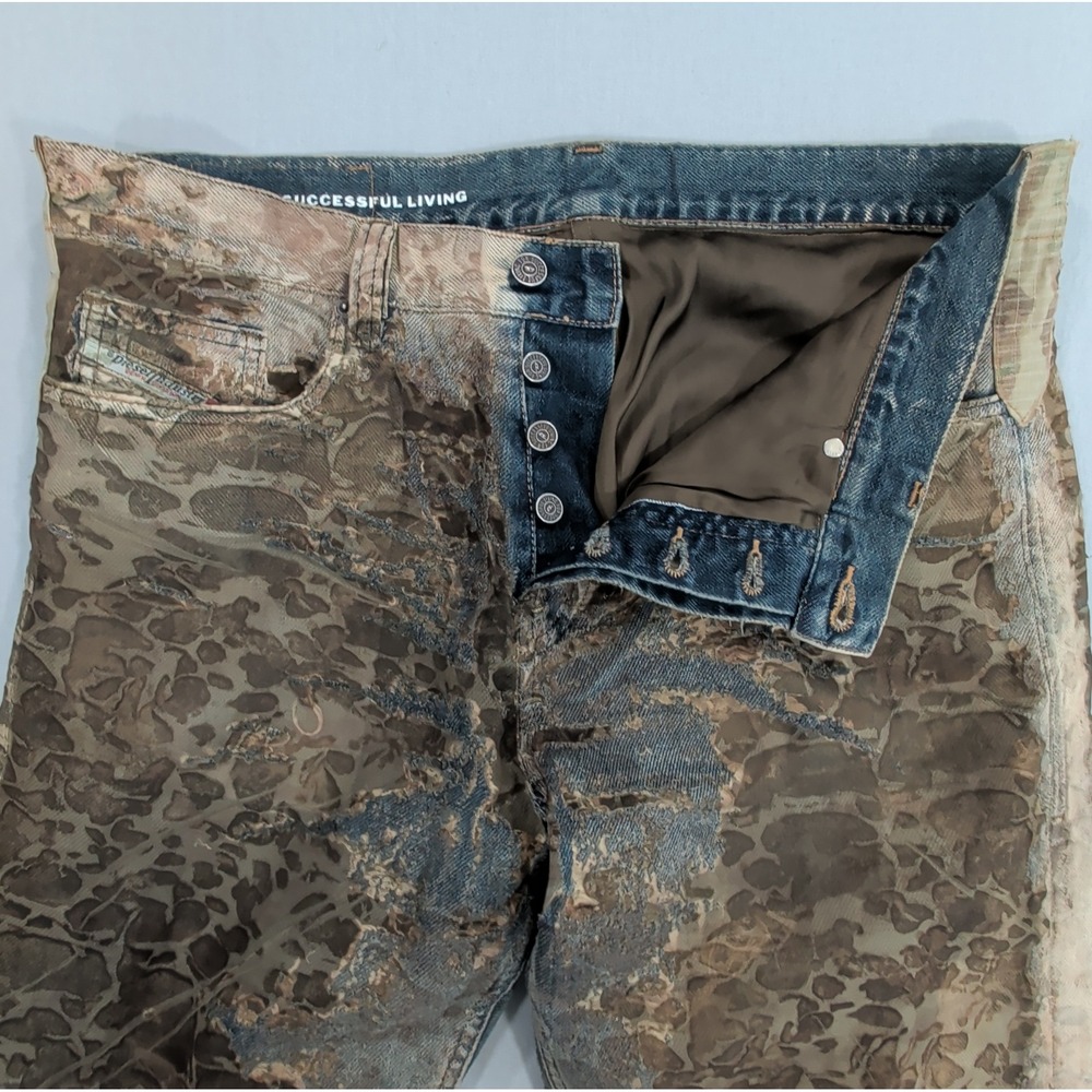 Diesel Mens 2010 D-MACS-FSE-2 Jeans 32 Blue Brown Distressed Laser Cut Denim - Picture 15 of 16